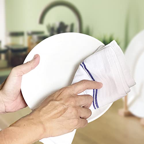 Vibrawipe Kitchen Towels, Dish Towels For Kitchen, Set Of 12, Soft And Large Size 29 X 18 In, 6 X Blue And 6 X Green Striped, 100% Natural Cotton, Kitchen Hand Towels, Absorbent And Machine Washable #TOP7