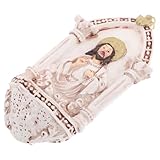 jojofuny Heiliges Herz Jesu Statue Weihwasserbecken aus Kunstharz Wandplakette Katholisch Elfenbeinfarben Sakrale Wanddekoration für Hauskapelle und Erstkommunion