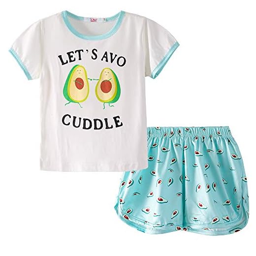 Pyjamas för flickor enhörning flamingo pyjamas set barn sommar kortärmad nattkläder storlek 4-12, Avokado 1, 4-5 År