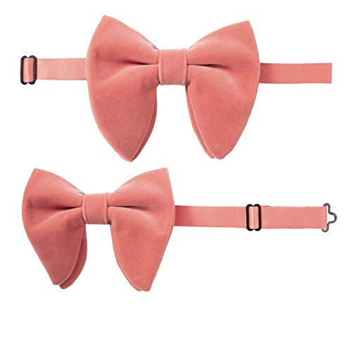 Image of GUSLESON Mens Solid Plaid Velvet Pre-tied Adjustable Bow Tie and Pocket Square Cufflink Set with Gift Box