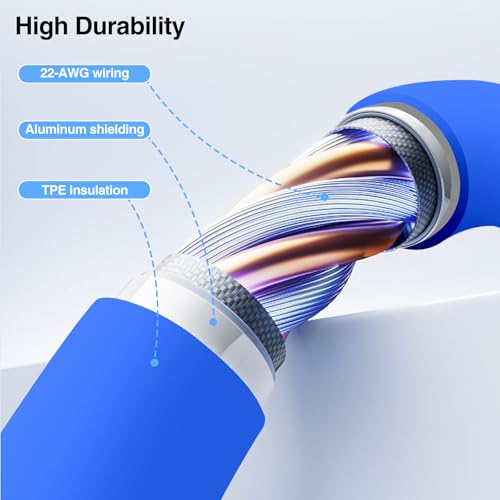 Image of 2pack 6ft USB C to C Cable, 60W Type C to Type C Fast Charging Cord for iPhone 17 16 15 Pro, Pro Max, Plus, iPad Pro, MacBook Air 13 inch, iPad Pro, Air, for Samsung Galaxy S25 and More, Blue