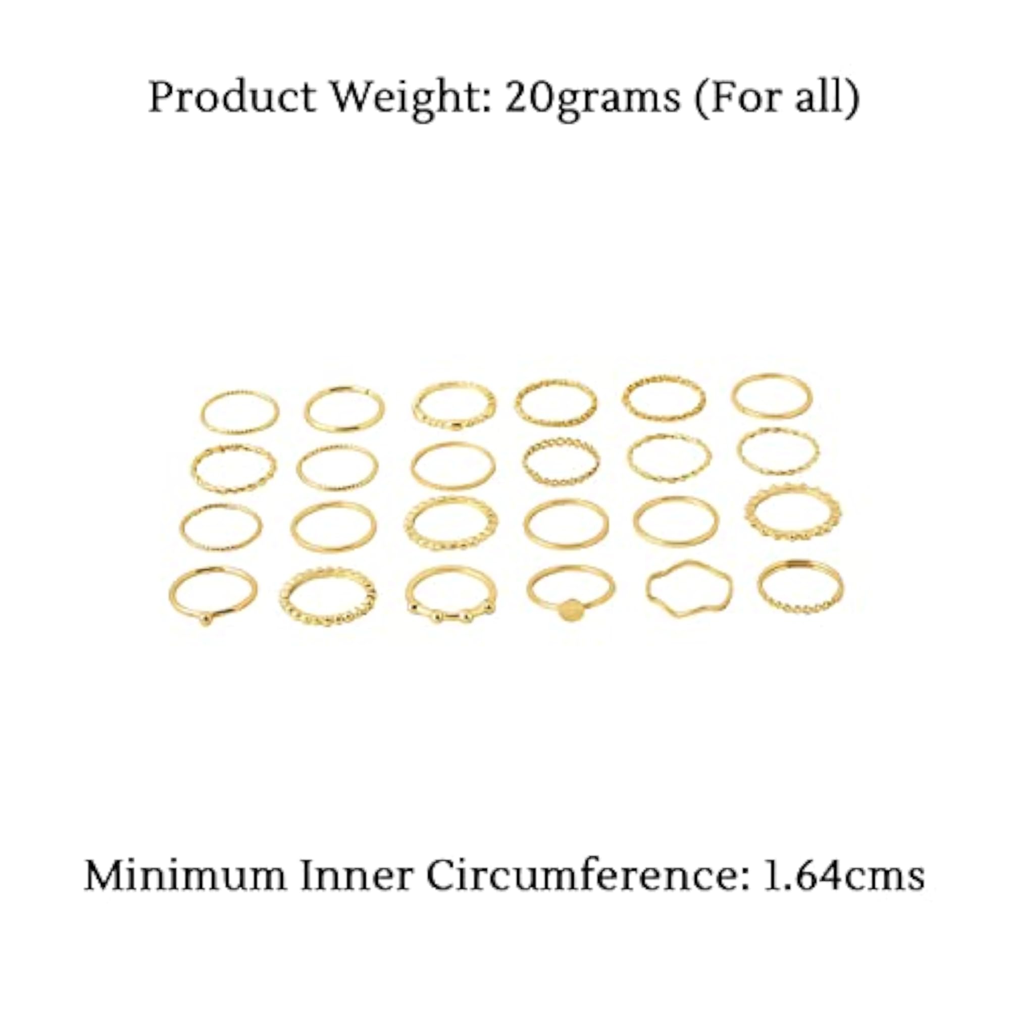 Knuckle Ring Set Combo Plated 24 Pcs Birthday