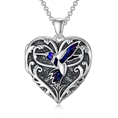 Soulmeet Blue Hummingbird Locket Necklace That Holds 2 Pictures Photo Talking Bird Locket Pendant Sterling Silver Custom Jewelry For Daughter (Locket Only) #TOP24