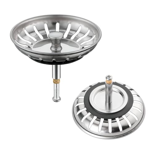 Dreamil - Tapón de fregadero (acero inoxidable, 82 mm, altura ajustable, accesorio de repuesto para fregadero de cocina