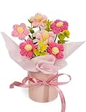 Hlenbin Crochet Flowers Bouquet, Handmade Knitted Pink Daisy Flowers Bouquet for Mother's Day, Christmas, Wedding, Office, Desk, Dashboard, Home Décor, Birthday Gift for Mom Women (Pink-Daisy)