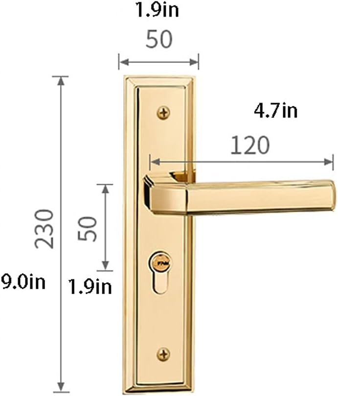 Door Knob Lever Indoor Door Levers Used for Wooden Door Lock Door Handle/with Key for Laundry Room Hallway Closet Office Doors Door Lock with Handle (Color : Brushed Color Side Hinge)