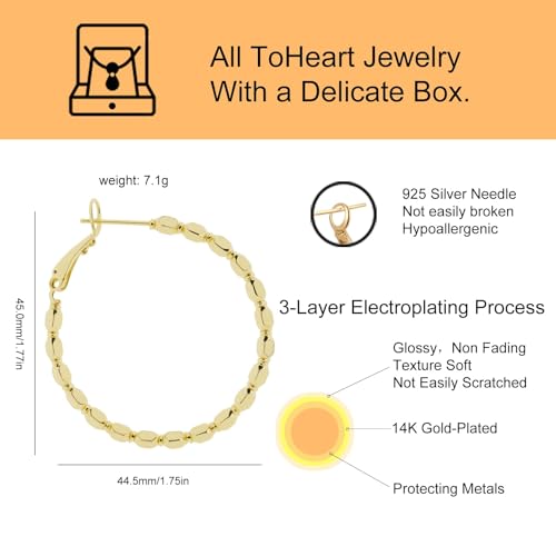 ToHeart Thin Gold Hoop Earrings for Women 14K Gold Hoop Earrings Hypoallergenic Dainty Party Gifts2