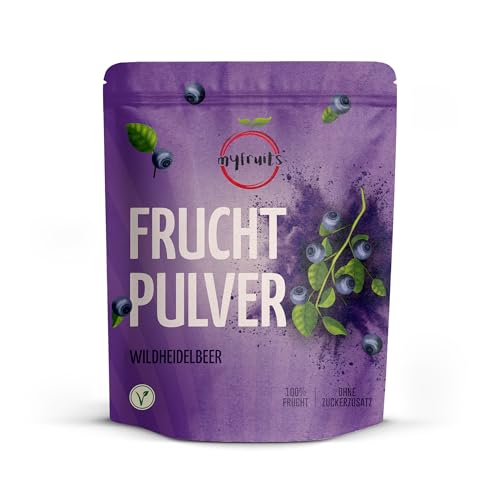 myfruits Wildheidelbeerpulver, gefriergetrocknete gemahlene Blaubeeren, 200g, zu 100% aus Wildheidelbeeren, Fruchtpulver für Smoothie, Shakes & Joghurt