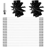 LKRXW Kit de Cepillos para Limpieza de Chimeneas Juego de Limpieza Conductos Ventilación Cepillo Deshollinador Cepillos Limpiar Chimenea Con 18 Varillas + 2 Cabezales (100mm)