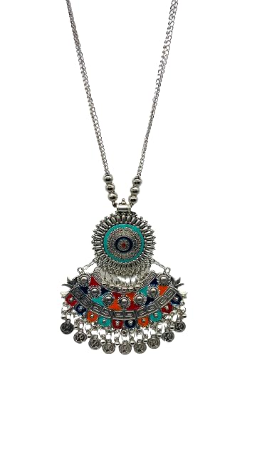Stylish Oxidised Silver Necklace Afgani Jewellery Navratri For Women (B0CJ341DDG) Amazon Price History, Amazon Price Tracker