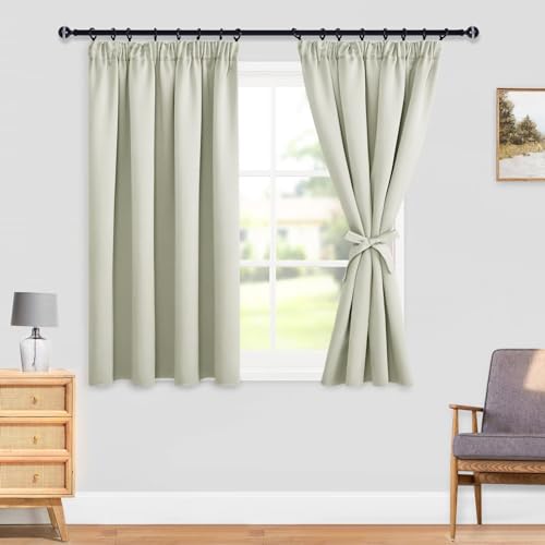 DWCN Blackout Curtains for Bedroom Thermal Insulated Curtains with Tiebacks Pencil Pleat Window Curtains for Living Room 46 x 54 inch Length - Image 2