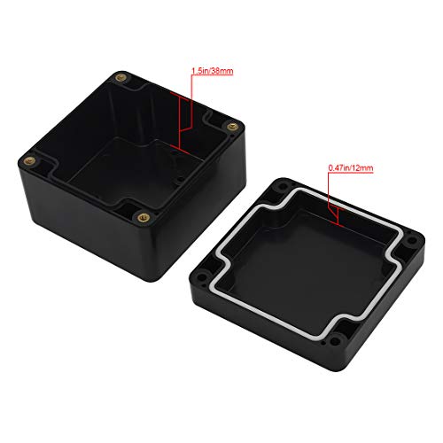 LeMotech ABS Plastic Electrical Project Case Power Junction Box, Project Box Black 3.27"x3.19"x2.2"(83 x 81 x 56mm)(Pack of 2)