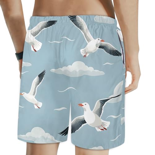 Men's Swim Trunks Size S Laughing Gull with Mesh Lining Soft Breathable Quick Dry Beach Shorts Grayish Blue2