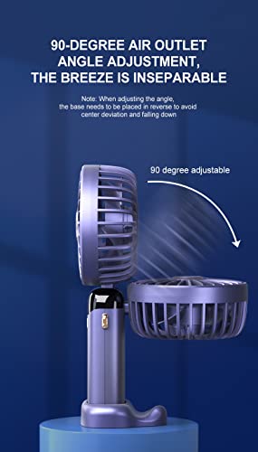 Rainberg Portable Handheld Fan with LED Display, 5-Speed Settings, 5000mAh Battery, 90-Degree Adjustable, Desk Fan, Hand Fan (Dark Blue)