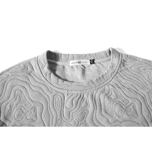 GURUNVANI Mens Cubic Sweatshirt Street Plain Pullover Solid Sweater Top2