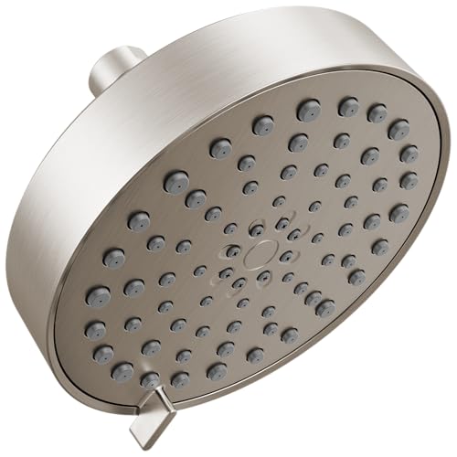 Image of Delta Modern 4-Setting Brushed Nickel Shower Head, 5.75 Inch Round Shower Head, 1.75 GPM Flow Rate, Spotshield Stainless 52401-SP