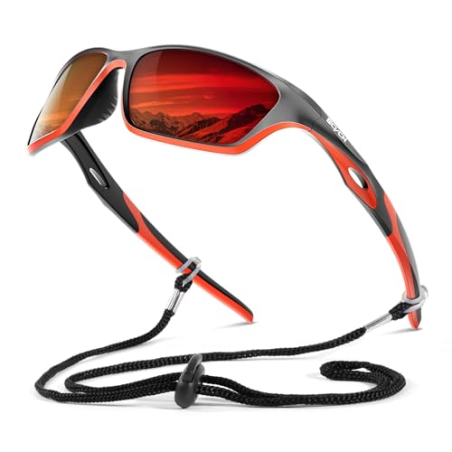 SCVCN Polarized Sunglasses Sports Glasses UV400 Protection for Men Women Cycling MTB Fishing Running Driving Baseball Softball Golf Outdoor Accessories 07 Red Black