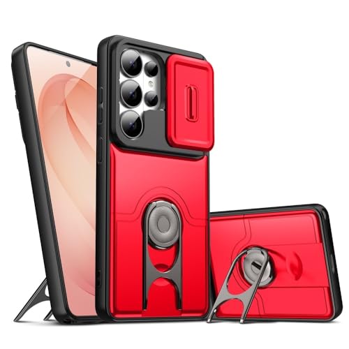 Coque Samsung Galaxy A16 4G/5G étui béquille objectif silicone rigide rouge protection intégrale