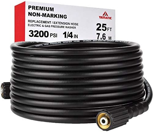 YAMATIC 8M Pressure Washer Hose 1/4", 220 Bar/3200 PSI Kink Resistant High Power Washer Hose Replacement with M22 14mm Female Thread