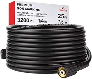YAMATIC 8M Pressure Washer Hose 1/4", 220 Bar/3200 PSI Kink Resistant High Power Washer Hose Replacement with M22 14mm Female Thread