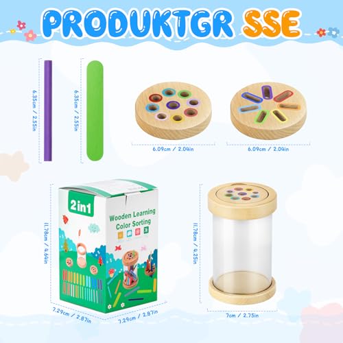 Aolieh Montessori Spielzeug ab 1 Jahr, 2-in-1 Montessori Spielzeug ab 1 2 3 Jahre Mädchen Jungen Baby Spielzeug Geschenk Farbe Sortierspiel Kinderspielzeug Motorikspielzeug Holzspielzeug ab 1 Jahr
