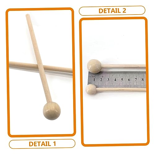 Par de baquetas de batería redondas de madera beige miniatura 6