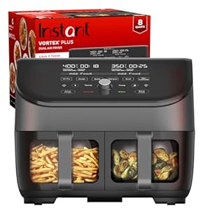 Instant Pot Vortex Plus XL 8QT ClearCook Air Fryer, Clear Windows, Custom Programming, 8-in-1 Functions that Crisps, Broils, Roasts, Dehydrates, Bakes, Reheats, from the Makers of Instant Pot, Black