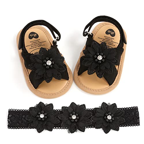 Image of Baby Girls Mary Jane Flats with Bowknot Floral Princess Wedding Dress Shoes Soft Newborn Infant Crib First Walkers Prewalker