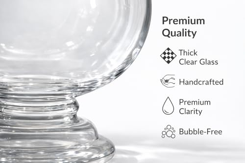 Image of Glass Fish Bowl /Terrarium Wine Cup Shape Clear Glass Aquarium for Fish, Plants & Pebbles, Decorative Centerpiece for Home, Living Room, Office & Balcony (12 Inch)