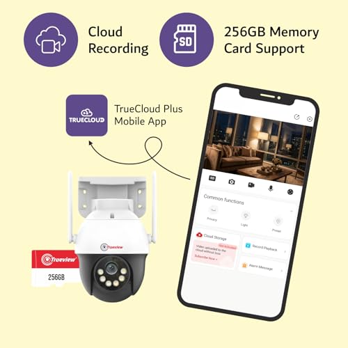 Image of Trueview 3MP 4G Mini PT Security Camera (Pack of 2) | STQC Certified | SIM Based CCTV Camera | 360 Pan Tilt | All Time Color Vision | Human Detection | Two-Way Audio | IP66 Waterproof | Alexa