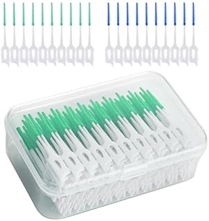 LacyMC 200 Stück Interdentalbürste Weiche Silikon adaptive,Interdentalbürste Zahnzwischenraum Bürste Tragbarer Dual-Use Zahnseide Stick, zur Reinigung Schmaler Interdentalzähne(Größe S)