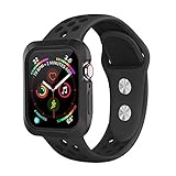 qiongen Compatible Apple Watch Band 40mm 44mm with Case, Shock-Proof and Shatter-Resistant Protective Case with Silicone Sport Band, Compatible iWatch Band Series 4