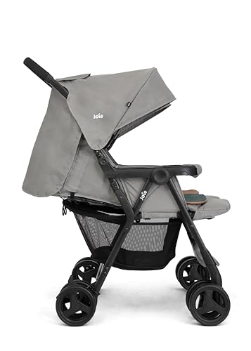 Image of Joie Aire Twin Lightweight Double Stroller, Suitable from Birth to 15 kg, Independent Forward Facing Seats, SoftTouch 5-Point Harness, Lie-Flat Recline, UPF 50+ Canopies, All-Wheel Suspension, Reversible Seat Liners, Quick One-Handed Fold