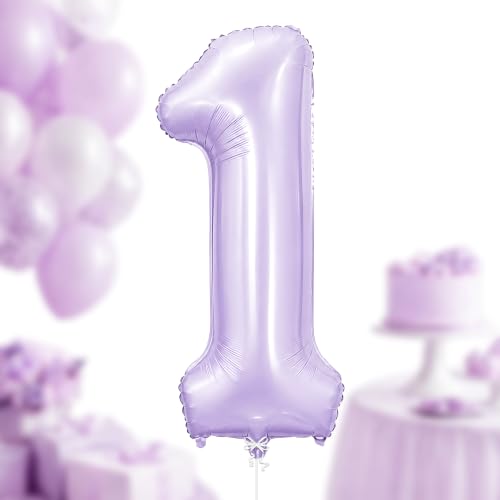 Image of KatchOn 40 Inch Light Purple Number 1 Balloon for 1st Birthday Decoration