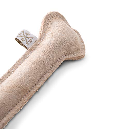 Jack & Russell Spielzeugknochen aus Leder - Naturleder Knochen Hunde Spielzeug - Kauleder Natur - Holmes Bone (Beige)