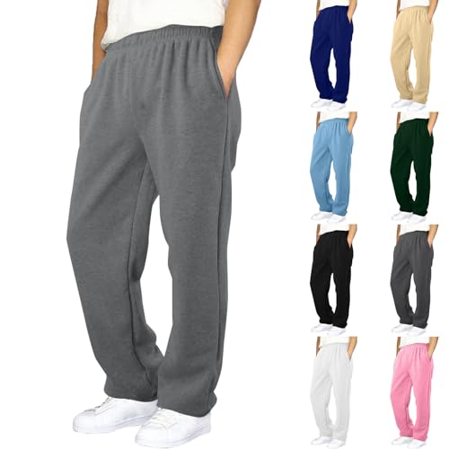 Boy's Fleece Cargo Sweatpants Athletic Basketball Joggers Sweat Pants Casual Elastic Waist Open Bottom Pants with Pockets
