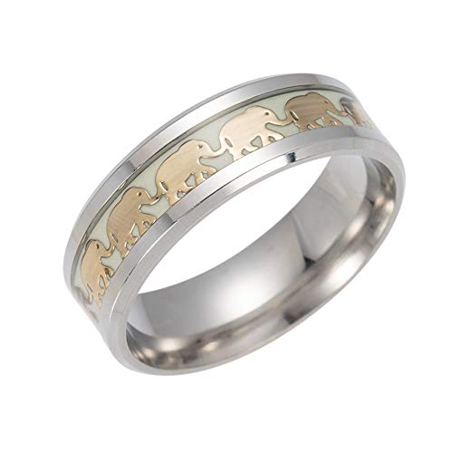 Starmood - Anillo de Elefante Luminoso, Estilo Vintage, de Acero Inoxidable, para Hombres y Mujeres, 12