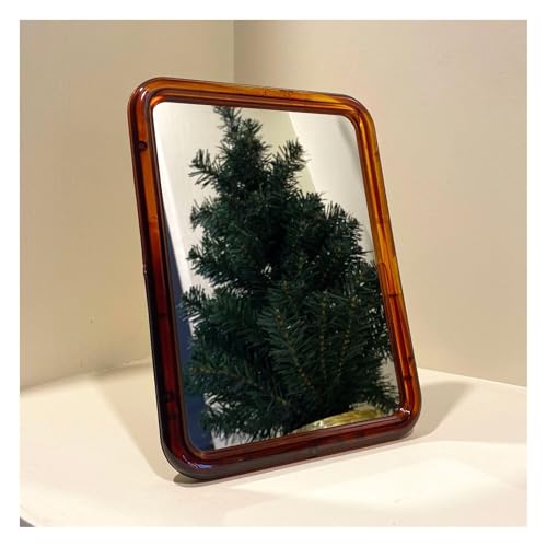 JINLUMUY Amber Desktop Makeup Mirror, Single-Sided High-Definition Vertical Mirror, Small