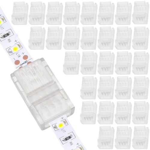 HARSKIYER 10 Pcs 4 Pin 10mm Solderless LED Connector, Snap-On Adapter