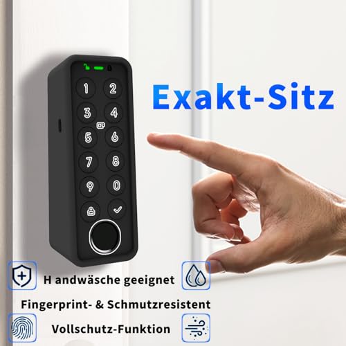 Silikon Hülle Für SwitchBot Fingerprint Unlock Nummernschloss(2025), All-Round Protection, Durable, Shockproof, Scratch-Resistant, Waterproof, Collision Avoidance Protective Case (Schwarz)