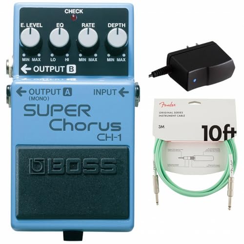 BOSS/CH-1 Super Chorus コーラス 純正アダプターPSA-100S2+ケーブル(Surf Green/3m) 同時購入セット