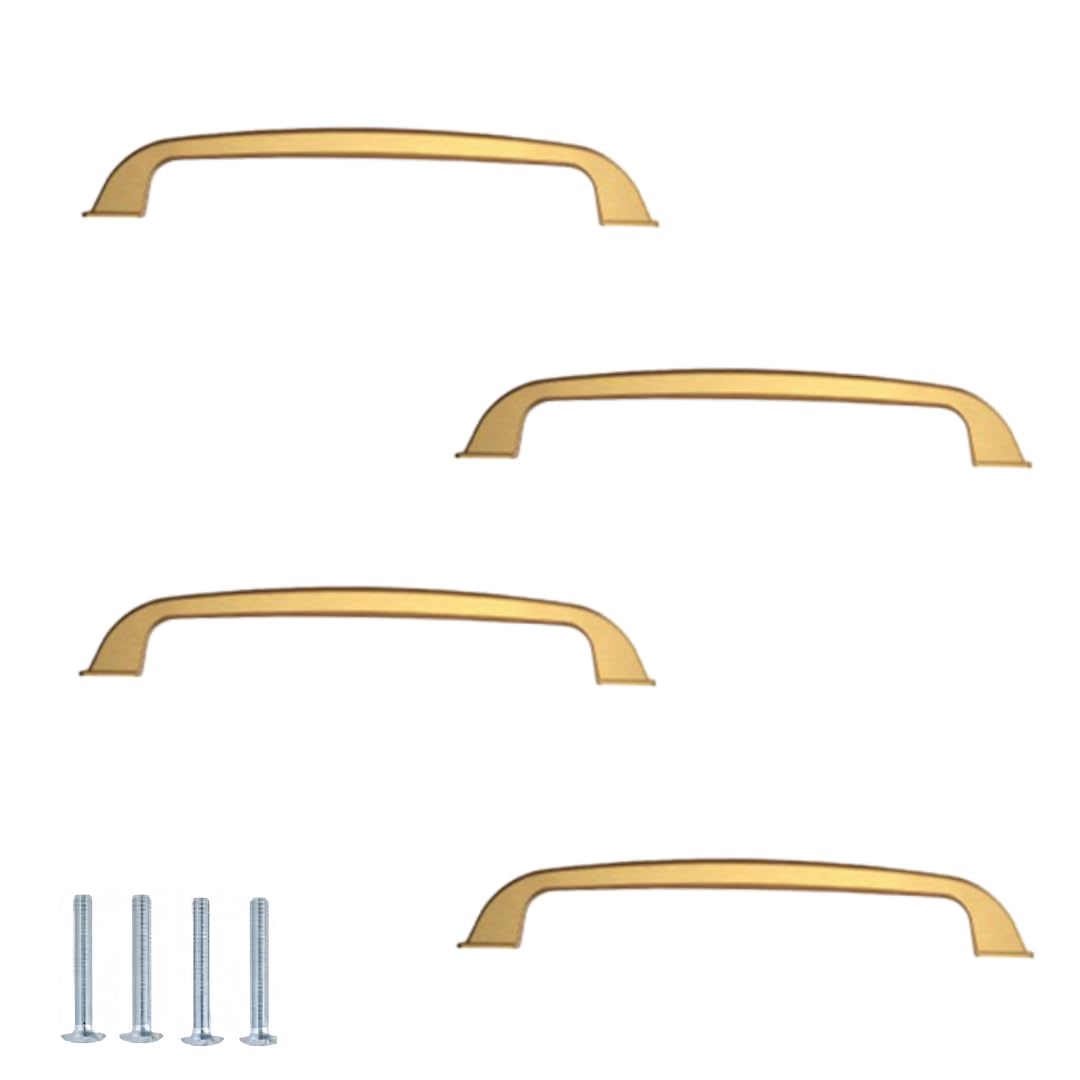 NLQCSXWEP Zinc Alloy Cabinet Bow Handle, Zinc Alloy Handles 4 Pack Single Hole Knob for Cabinet Door Drawer Wardrobe Multicolor(Gold Brushed-Hole Distance 160mm)