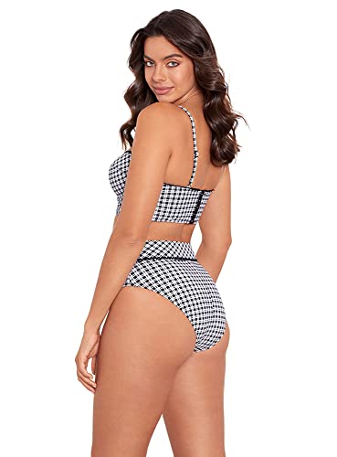 Skinny Dippers Women's Swimwear Chick Lit Sophie High Waist Tummy Control Bikini Bottom, Black/White, Large #TOP2
