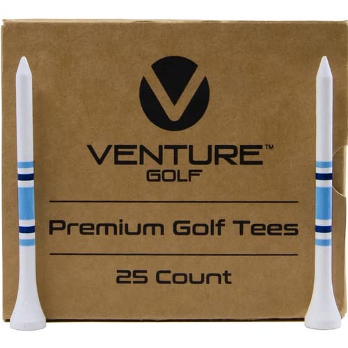 Venture Golf3 1/4 Inch White Carolina Blue Striped Tee - 25 Pack 3 1/4 Inch White-Carolina Blue