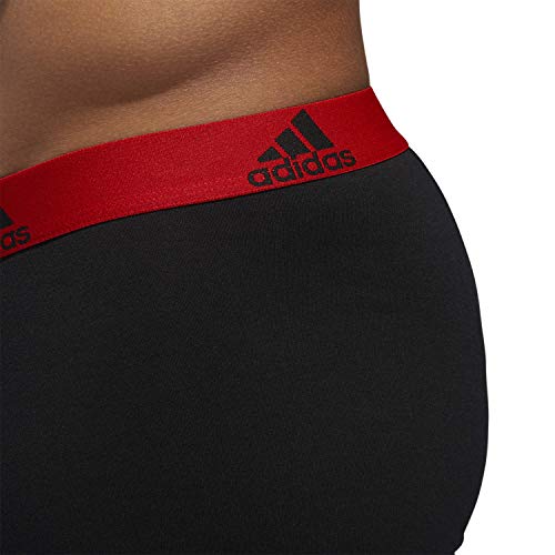 Adidas Men's Stretch Cotton 3-Pack Boxer Brief, Black/Scarlet Black/Collegiate Light Blue Black/Bold Blue, Small #TOP2