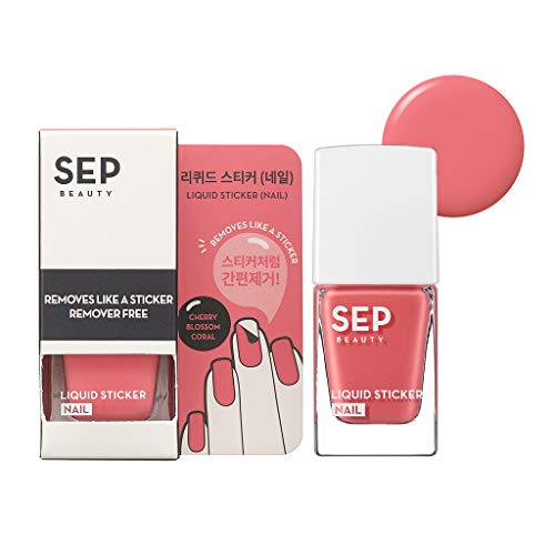 [SEP BEAUTY] Macaron Liquid Sticker Nail 9.5ml - Vivid and Glowing Water Base Nail Polish Strips (Easily Applied and Removed Like Stickers) (#Cherry Blossom)