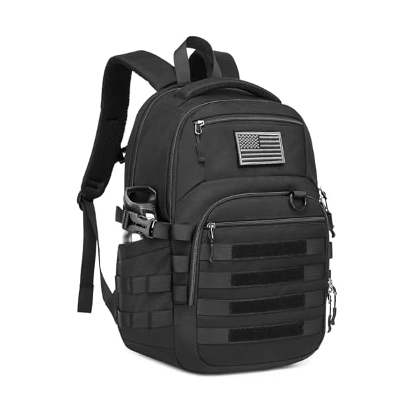 Military Tactical Backpack for Men - Molle Army 3 Days Assault Pack Out Bag Hiking Rucksack (Black, 25L)