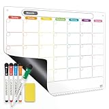 Magnetic Calendar for Fridge, Dry Erase Whiteboard Calendar Monthly Planner, 6-Week Layout, Easy to Clean, Extra-Thick Strong Magnetic Hold, Includes Dual-Magnet Markers & Eraser 43 x 33 cm