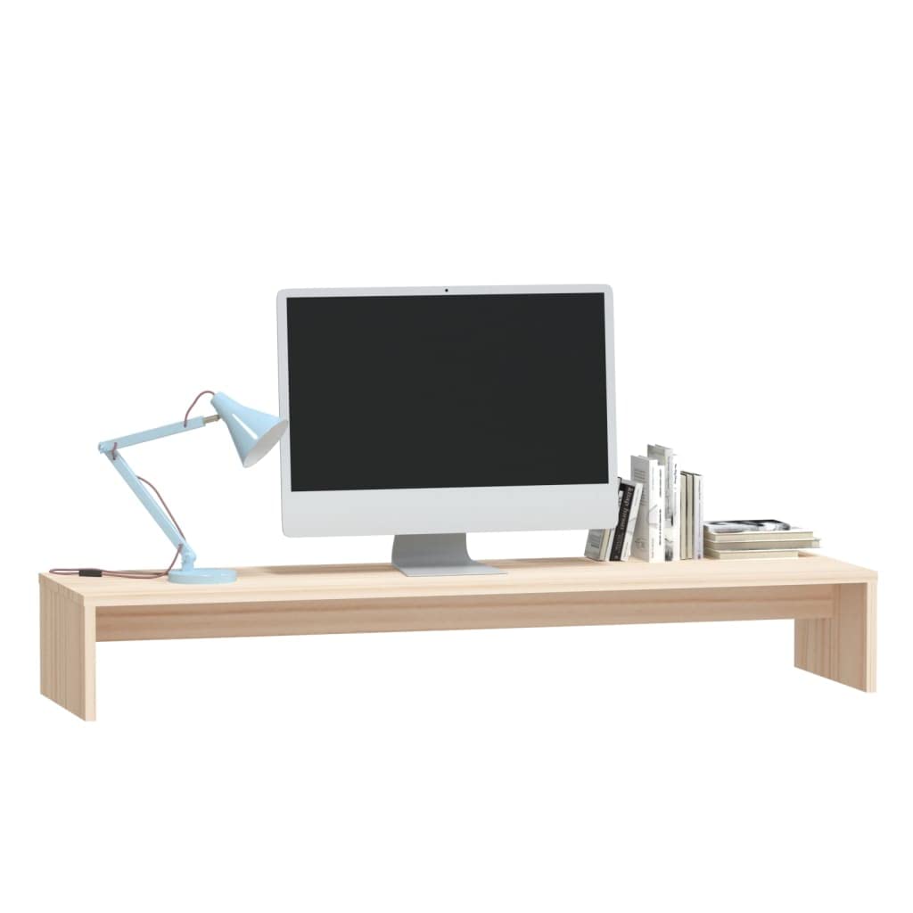 Supporto per Monitor,Supporto TV da Tavolo,Rialzo Scrivania,Porta Computer per Laptop,Computer,iMac,PC 100x27x15 cm in Legno Massello di Pino