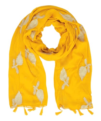 Image of YOUTHQUAKE Women's Golden Patti Work Embroidered Chiffon Dupatta for Womens & Girls With Latkan